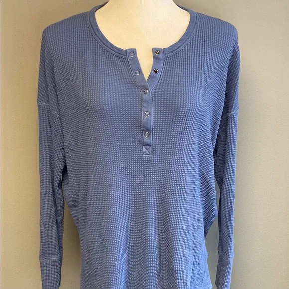 Aerie Gray Ribbed Long Sleeve Blouse - Picture 4 of 9